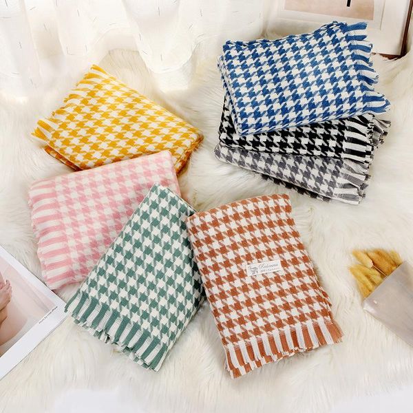 

scarves 2021 scarf female autumn winter warm comfortable, fashion fringed plaid shawl for ladies luxury tippet, Blue;gray