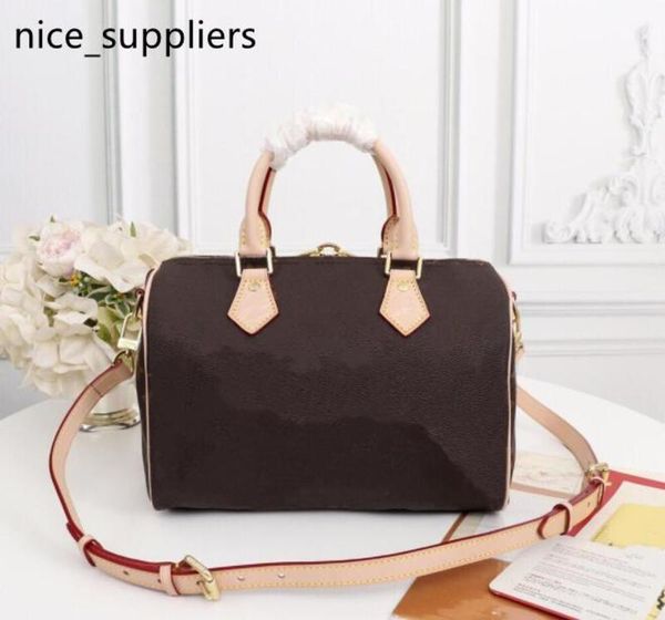 

speedy bandoulière 30 35cm natural barrel shaped cowhide leather trim textile lining gold hardware 2 handles women boston handbag, Red;black