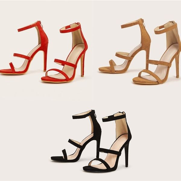 

2021 wholesale women mid-dress shoes high heels plus size club peep toes slingbacks stiletto heel office career party wedding wear high-heel, Black