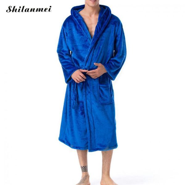 

fashion casual male robe autumn winter mens bathrobes flannel robe v neck belted warm plush kimono male bathrobe coat, Black;brown