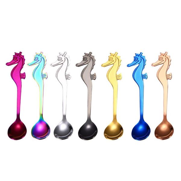 

stainless steel coffee spoon ocean creative seahorse spoons kitchen mixing hanging cup spoon drinking flatware