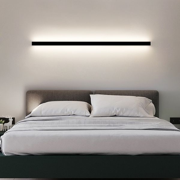 

minimalist simple modern strip led personality bedroom bedside aisle living room background wall creative lamps