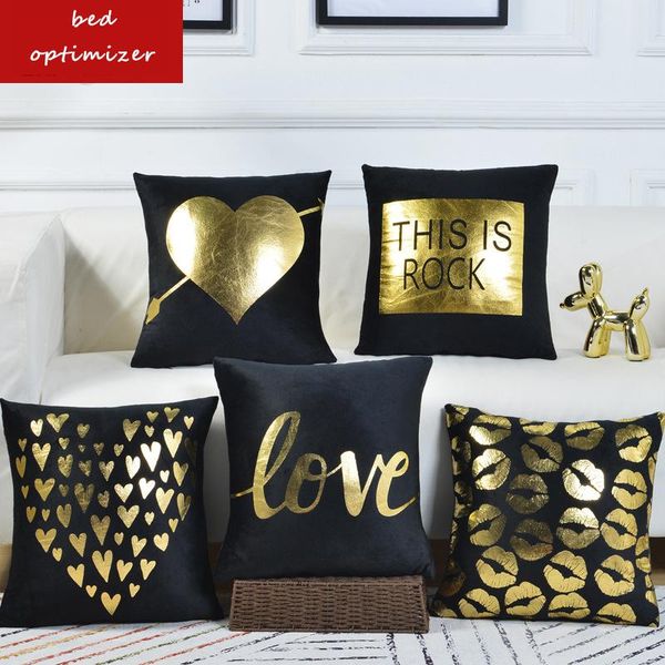 

golden letters engraved cushion cover golden words endented decorative pillow caes