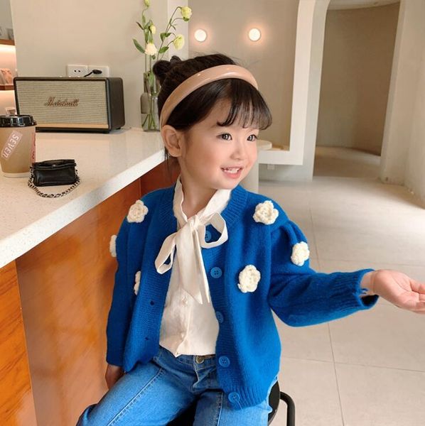 

Jackets 2021 Arrival Girls Boys Knitted Sweaters Winter Full Sleeve Fashion Kids Cardigan Sweater 2-8 Years OA646, Blue;gray