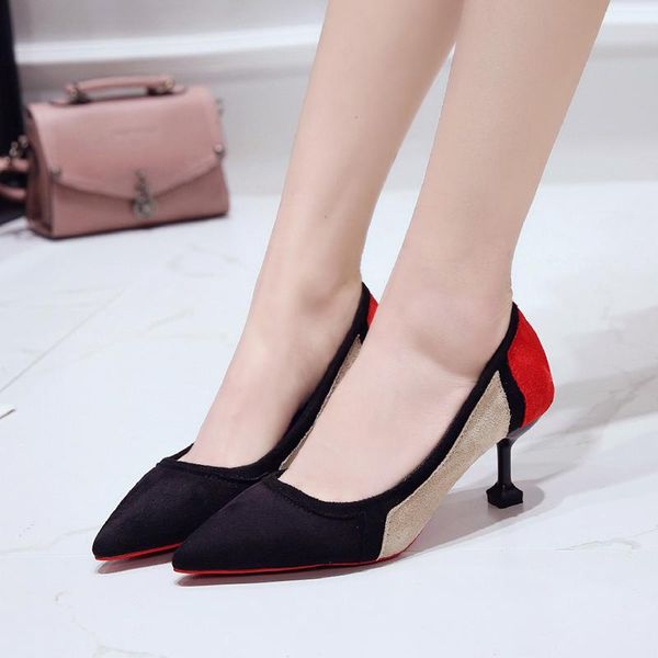 

dress shoes 2021 women pumps fashion spell color high heels single female spring summer patent wedding party w32-24, Black