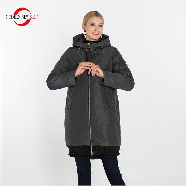 

modern new saga women coat spring woman jacket hooded autumn thin cotton padded coat fashion parkas long jacket outerwear 201014, Black