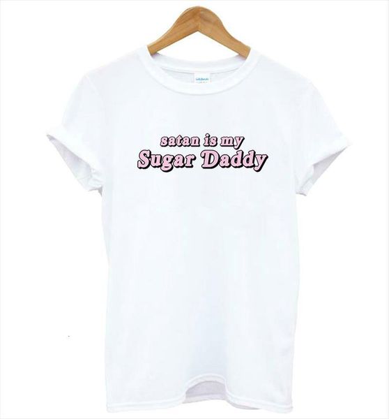

satan is my sugar men mens t shirt daddy print cotton casual funny for lady yong girl tee drop, White;black