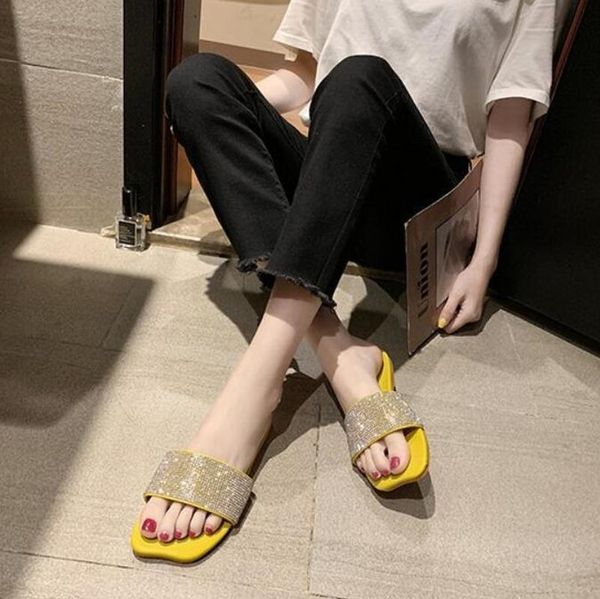 

slippers women casual summer flat flip flops female crystal outside shoes girls comfortable slides womans footwear, Black