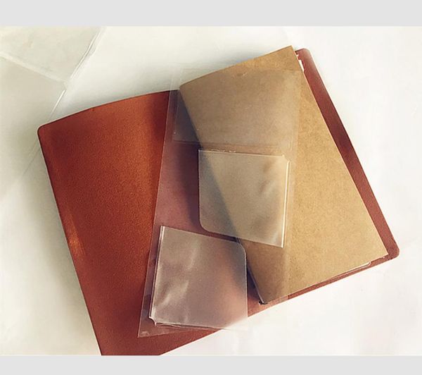 

business card files pvc pocket stickers (card bag) for traveler's notebook cowhide diary spiral multifuntional receive storage
