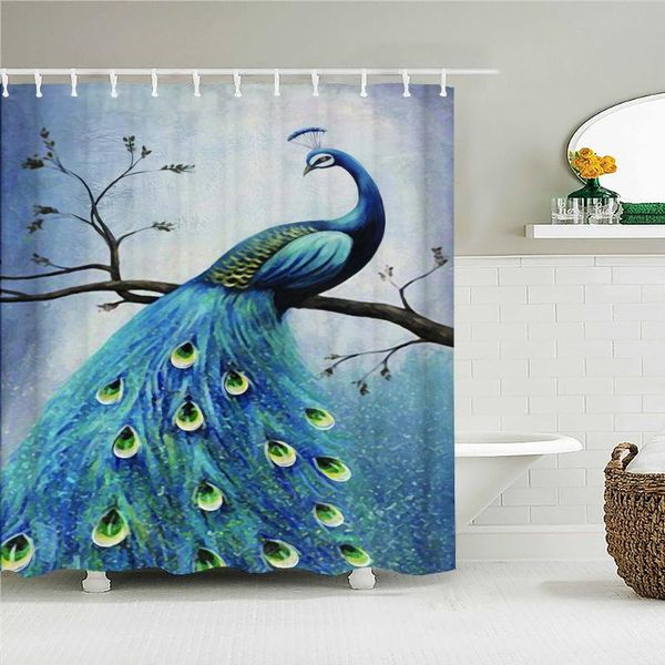 

shower curtains beautiful peacock parrot flowers valentine's day art curtain waterproof bathroom decoration home furnishing