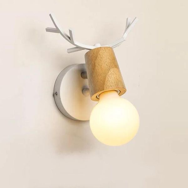 

wall lamps led antler lamp iron wooden nordic vintage modern bathroom bedroom living room bedside stair creative home lights e27 black