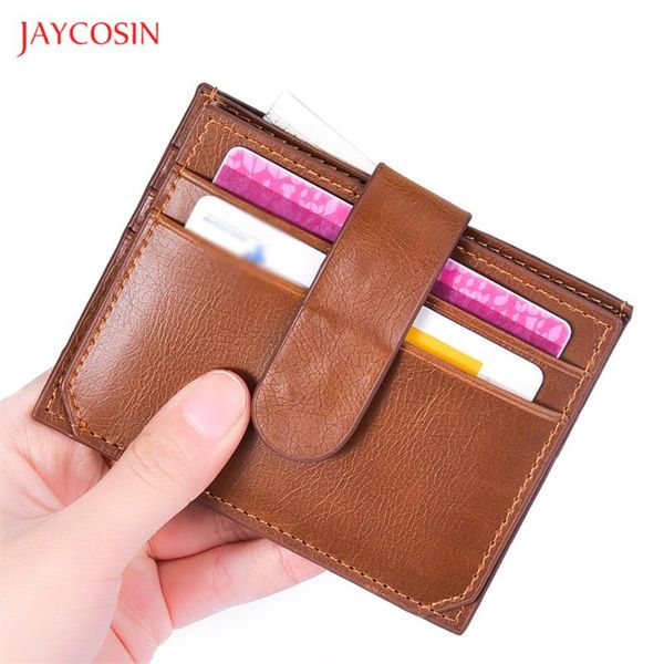 

card holders jaycosin fashion men leather hasp wallet casual multi-card position holder vintage solid coin purse clutch bag, Brown;gray