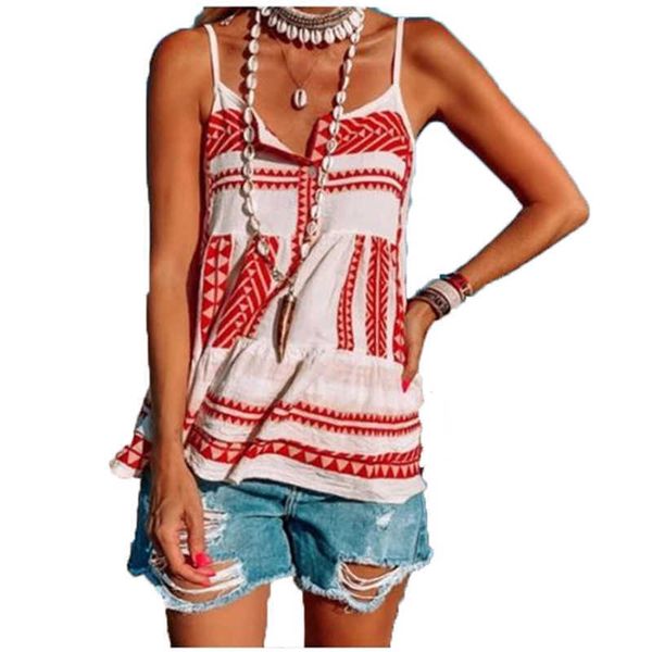

summer cami tank casual spaghetti strap sole losse sleeveless shirts ladies v-neck beach 210623, White