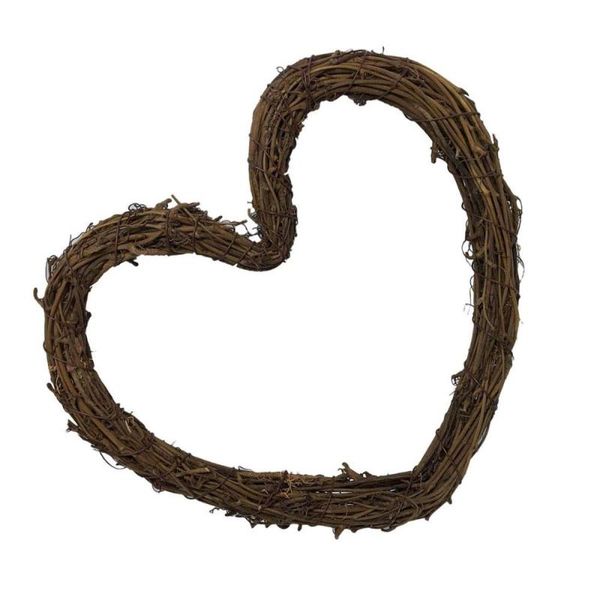 

2pcs diy crafts rattan heart natural dried grapevine wreath xmas garland home wedding party decor 30cm