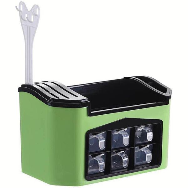 

storage bottles & jars cordial shining spice rack kitchen shelf tools box jar chopsticks cutter large capacity(green)