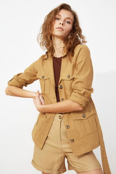 

women's jackets trendyol lacing detailed jacket twoss21ce0200, Black;brown