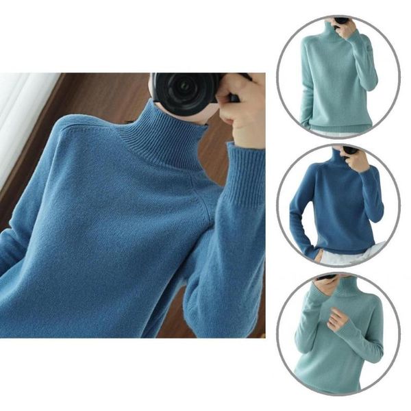 

women's sweaters lady sweater terrific elegant extra thick high collar pullover base for home autumn, White;black