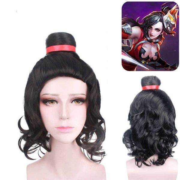 

lord shengda king game glory modeling ball head death blade jing ke cos wig, Black
