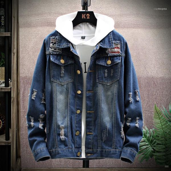 

men's jackets men denim jacket washed classic with collar for casual fashion spring autumn clothes 20211, Black;brown
