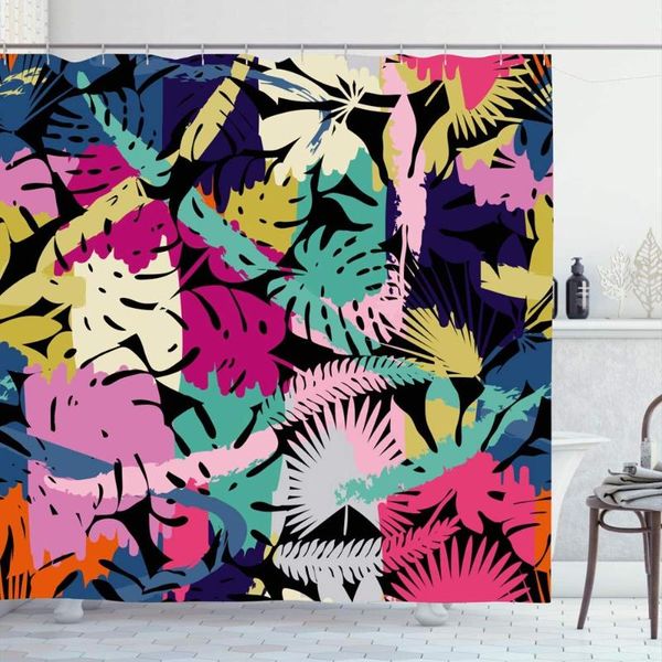 

shower curtains curtain set with hooks foliage exotic pattern paradise nature tropical plant dream jungle tree palm abstract floral