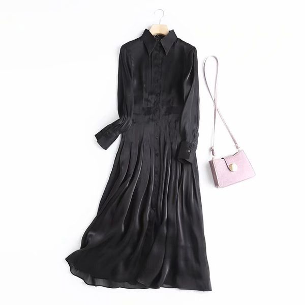 

luxury casual drsy1181 women's 2021 spring and autumn black lapel bright face long sleeve shirt drs, Black;gray