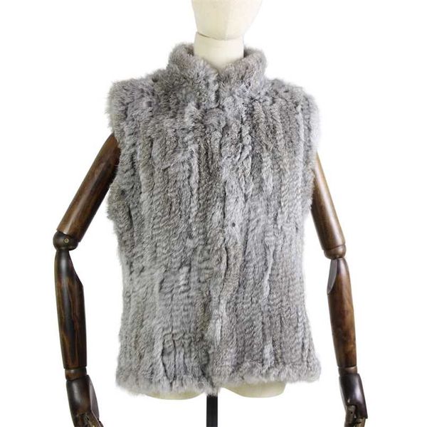 

17 colors woman girl real rabbit fur vest jacket spring winter warm genuine rabbit fur knit coat vest black beige 211124