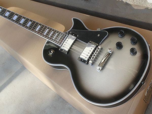 

electric guitar white silver pink black edge