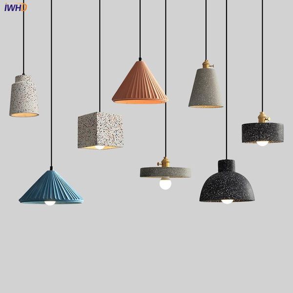 

pendant lamps iwhd nordic modern cement led lights fixtures bedroom dinning room cafe 110v-220v 4w hanging lamp home lighting
