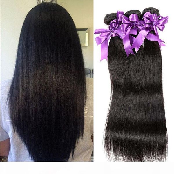 

brazilian straight human hair weaves 3 bundles human hair extensions 100% unprocessed virgin hair weaves natural color, Black