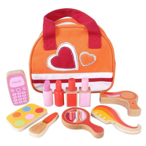 

storage bags wooden cosmetic set toys simulation play house makeup pack gifts girl cosmetics box for girls