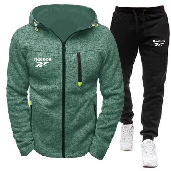 

new 2-piece + pants sweater zipper hoodie men's sportswear jogging suit s-3xl, Gray