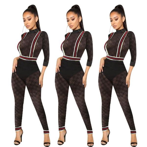 

women's jumpsuits & rompers 2021 fashion women legs bodycon jumpsuit trousers clubwear summer romper bodysuit, Black;white