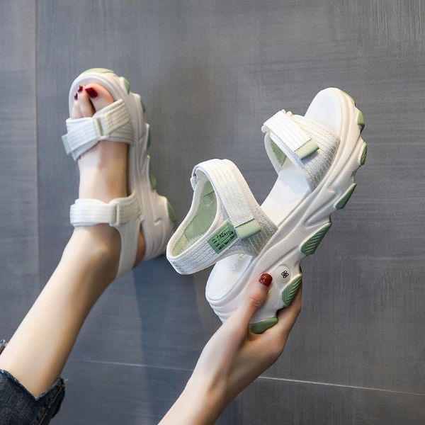 

sandals platform woman 2021 summer fashion casual wedge women outdoor sports beach white black ins tide shoe