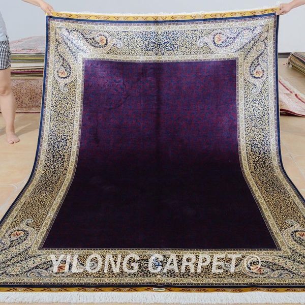 

carpets yilong 5.5'x8' silk turkish purple rectangle vantage oriental persian rug (0224)