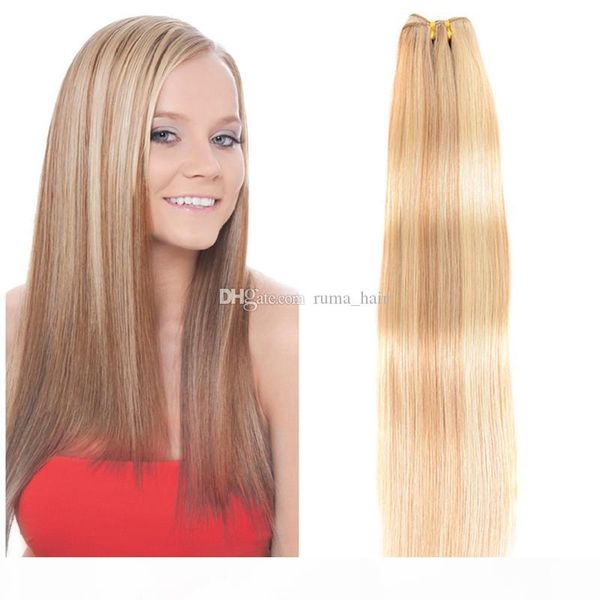 

27 613 blonde virgin hair piano color human hair weaves silk straight 27 mix 613 hair bundles 3pcs lot no tangle and shed, Black;brown