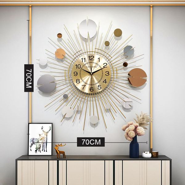 

wall clocks living room european luxury household fashion personality sun clock silent quartz 3d decoration