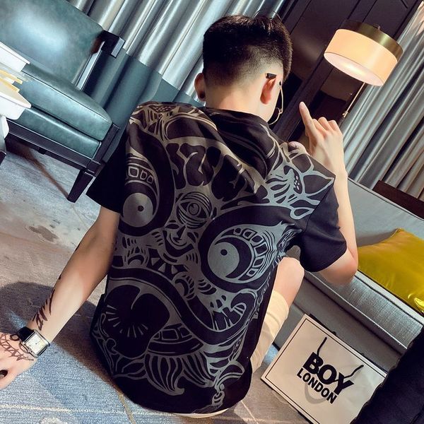 

men's t-shirts summer short sleeve men's t-shirt patterned half man's kzvi, White;black
