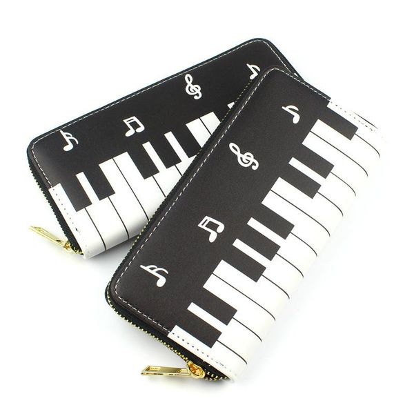

wallets lady zipper purses women piano music notes money bag card holder long handbag female coin purse billfold fashion wallet, Red;black