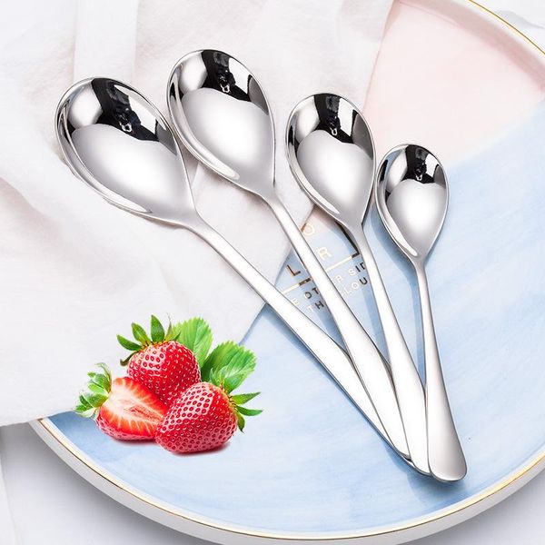 

spoons 5pcs/set portable silver water drop spoon stainless steel ice cream dessert teaspoon sugar coffee mixing scoop kitchen tableware