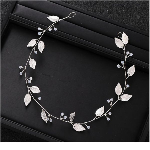 

handmade silver color leaf wedding hair band crystal bride headband bridesmaid headdress bride girl hair accessori qylntq