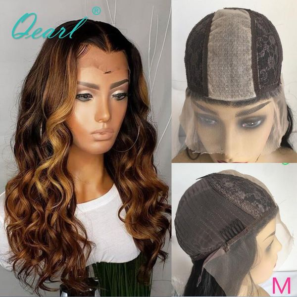 

lace wigs human hair wig brown honey blonde highlights color silk loose curly peruvian remy 2x6 150% for black women qearl, Black;brown