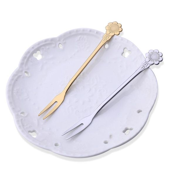 

stainless steel fruit forks western style salad dessert muti-functional two-tine forks dinnerware supplies
