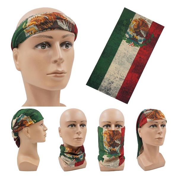 Lenços Retro Nostálgico Bandeira Mexicana Face Máscara Bandana Lenço México Lembranças Atacado Drop Women's Headwear Headband