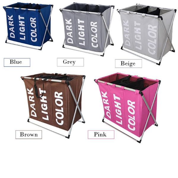 

laundry storage & organization folding basket, 3 sections, for bathing and washing