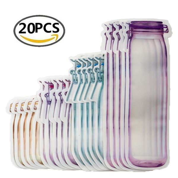 

storage bags reusable mason jar bottles nuts candy cookies bag seal fresh zipper sealed kitchen organizer