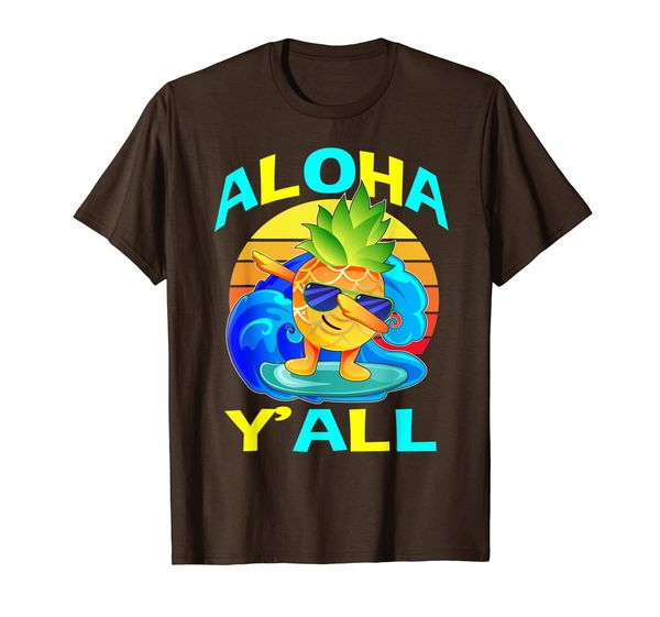 

dabbing pineapple surfer aloha y'all beaches summer t-shirt, White;black