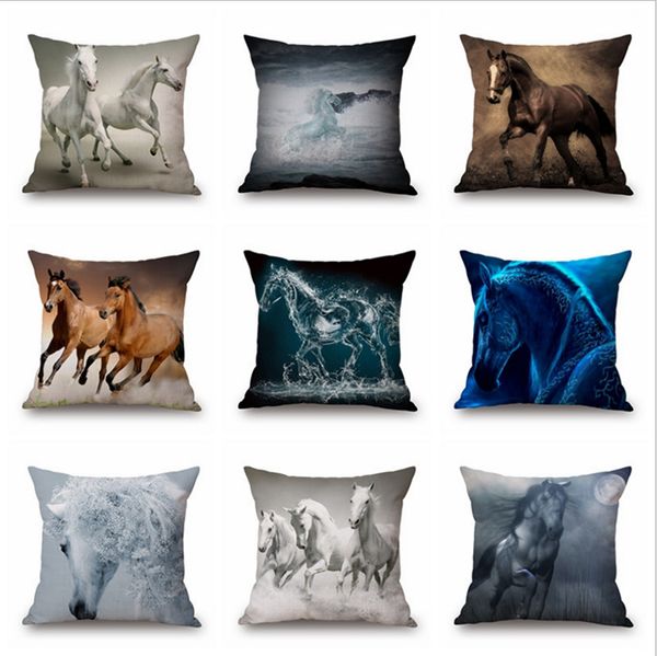 

horse colorful running horse linen cotton pillow covers sofa square cushion cover decorative pillow case