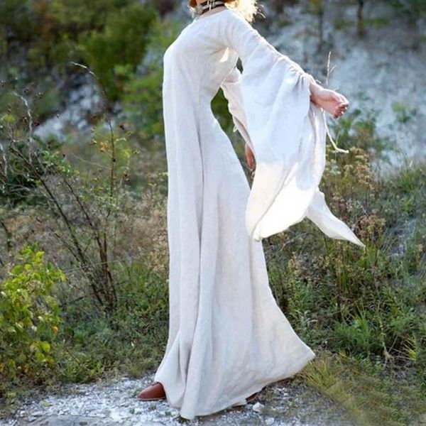 

casual dresses 2021 women dress renaissance floor length chemise garb costume long sleeve medieval gothic gown cosplay costum, Black;gray