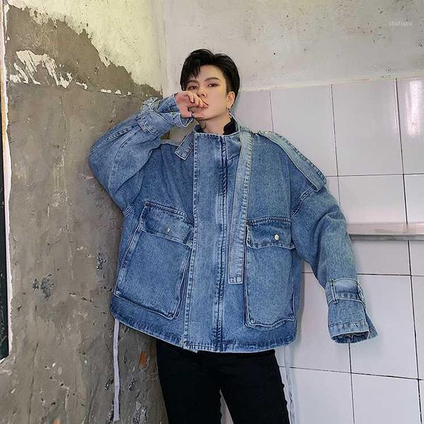 

men's jackets sleeve denim jacket korean blue lace collar autumn, Black;brown