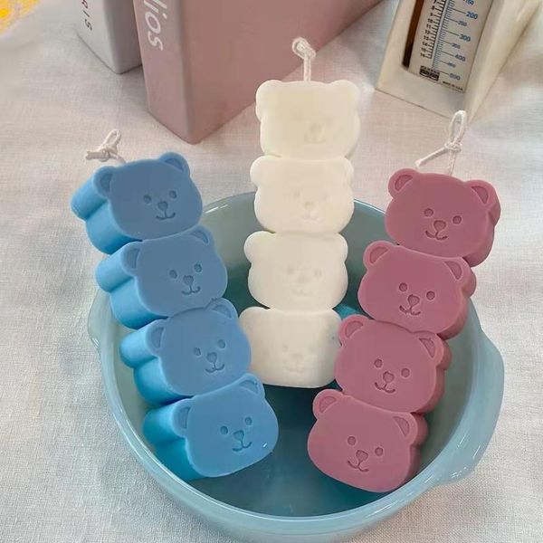 

craft tools 3d cube bear head candle mold gypsum epoxy resin cement silicone mould korean style deskdecor cartoon handrafts